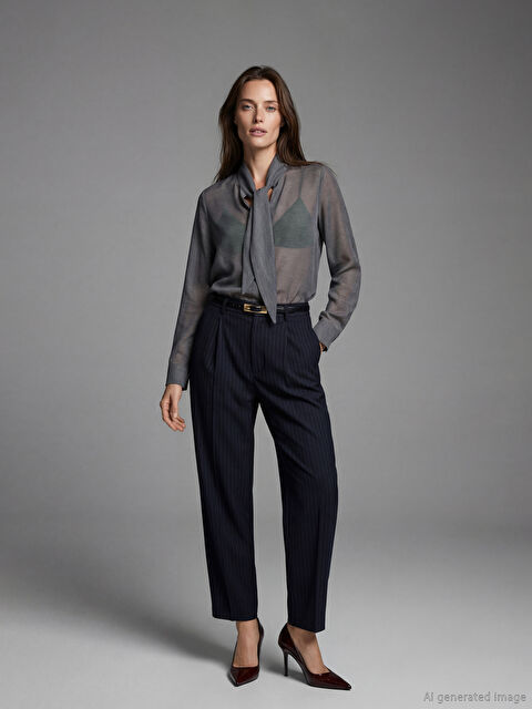 LCW Vision Loose Fit Çizgili Kadın Kumaş Pantolon - S6KB31Z8-LGS