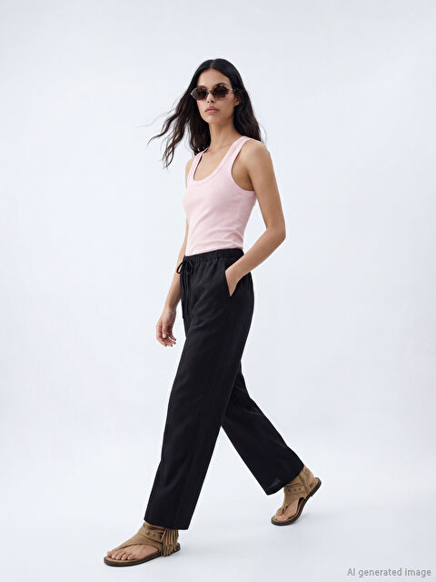 XSIDE Серпімді белдікті кең балақты әйелдер шалбары - S6KB43Z8-CVL