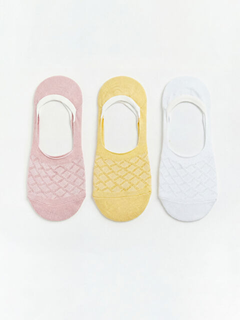 LCW ECO Kaymaz Topuk Baklava Desenli Kadın Babet Çorap 3'lü - S6KB47Z8-FQB