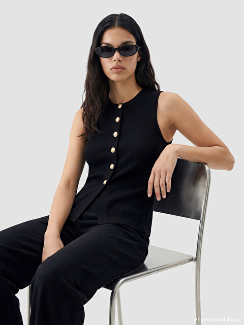 XSIDE Ribbed knit vest with a crew neck. - S6KB72Z8-CVL