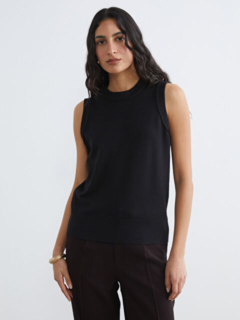 LCW Modest Women's Crew Neck Knit Sweater Vest - S6KB74Z8-CVL