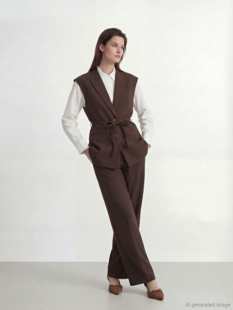 LCW Modest Loose Fit Geniş Paça Kadın Pileli Pantolon - S6KB89Z8-HEC