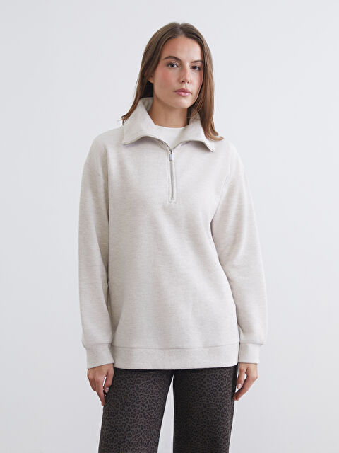 LCW Comfort Polo Yaka Kadın Sweatshirt - S6KC30Z8-D2Y