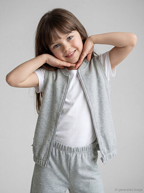 LCW Kids Fermuar Kapamalı Kız Çocuk Yelek - S6KC64Z1-CT3