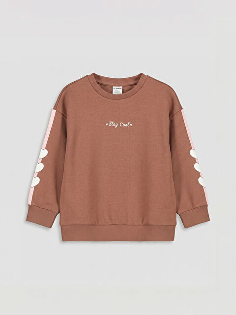 LCW Kids Kalp ve Yazı Baskılı Kız Çocuk Sweatshirt - S6KC71Z1-H31