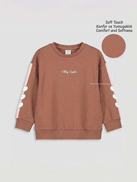 LCW Kids Sweat-shirt doux au toucher avec imprimé cœur et lettres - S6KC71Z1-H31