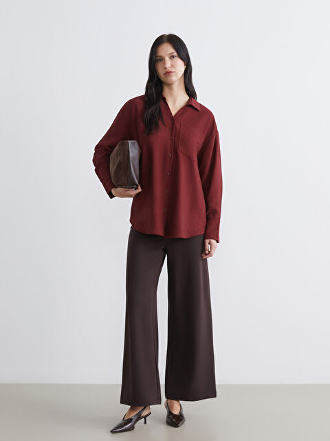 LCW Comfort Beli Lastikli Geniş Paça Kesim Kadın Pantolon - S6KC73Z8-HMK