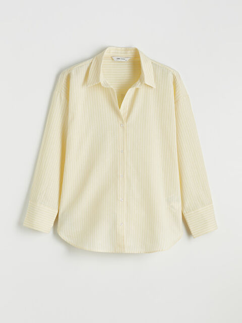 LCW Vision Çizgili Oversize Oxford Kadın Gömlek - S6KC74Z8-LKF