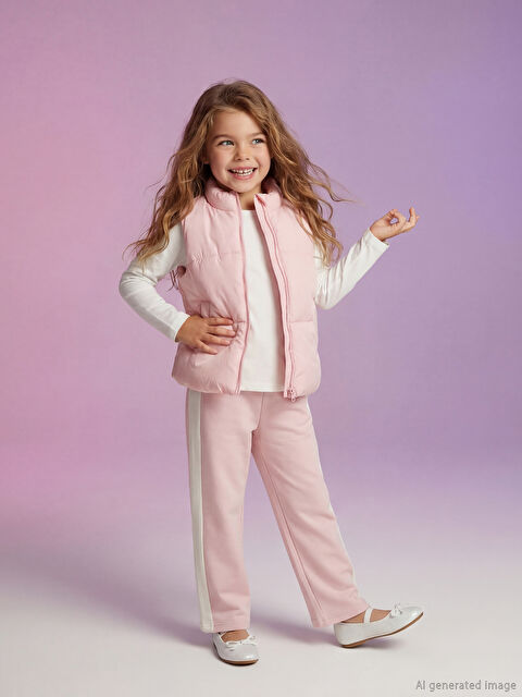 LCW Kids Soft Touch Şerit Detaylı Kız Çocuk Eşofman Altı - S6KC78Z1-G0G