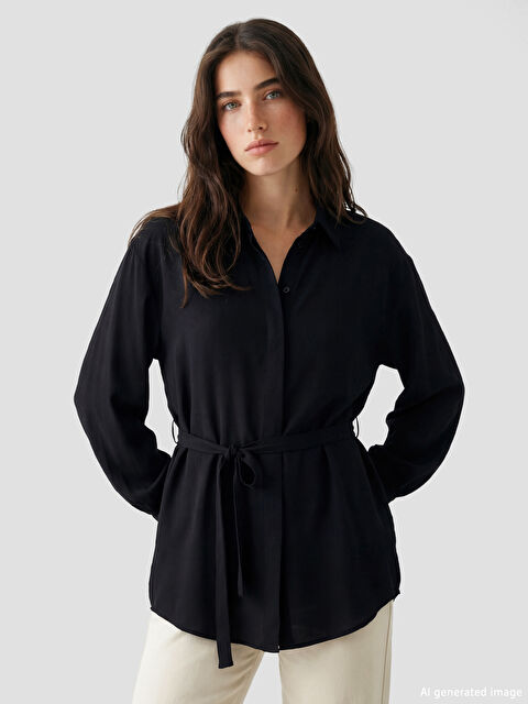 LCW Modest Beli Kuşaklı Oversize Kadın Gömlek Tunik - S6KD03Z8-CVL