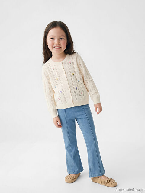 LCW Kids Beli Lastikli İspanyol Paça Kız Çocuk Tayt - S6KD13Z1-V2T