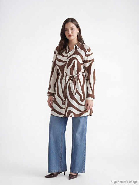 LCW EVERYDAY Desenli Kuşaklı Kadın Gömlek Tunik - S6KD23Z8-LQY