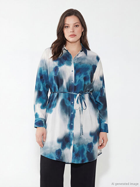 LCW EVERYDAY Desenli Kuşaklı Kadın Gömlek Tunik - S6KD23Z8-LRR