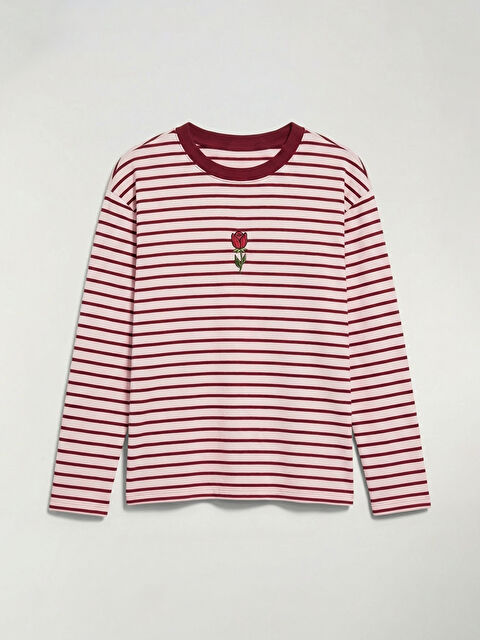 LCW Kids Bisiklet Yaka Çizgili Kız Çocuk Tişört	 - S6KD54Z1-LT4