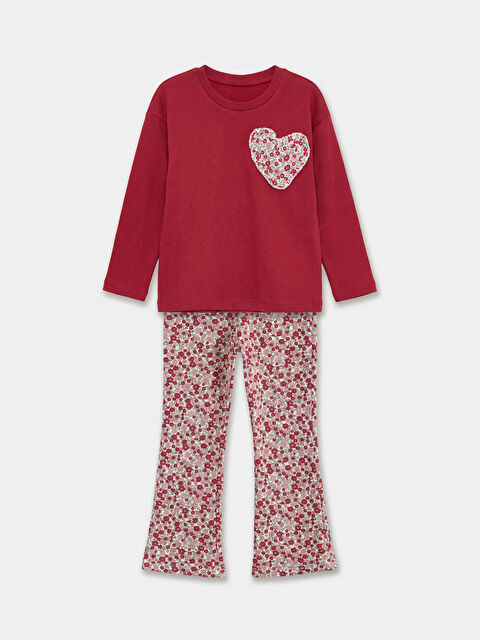 LCW Kids Çiçek Desenli Kız Çocuk Sweatshirt ve Tayt - S6KD58Z1-HFM