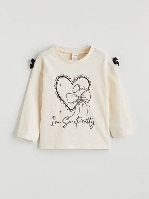 LCW Kids Fiyonk Detaylı Baskılı Kız Çocuk Tişört - S6KD63Z1-FRC