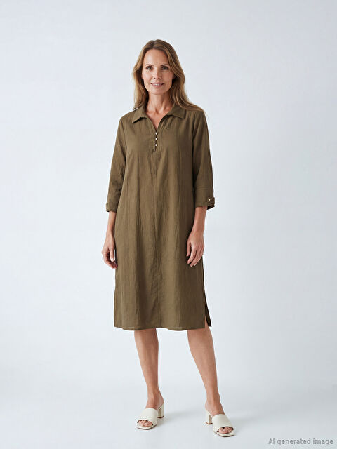 LCW Grace Gömlek Yaka Dokulu Elbise - S6KD91Z8-12P