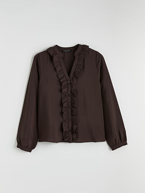 LCW Comfort Kaçık Yaka Fırfırlı Bluz - S6KE58Z8-HMK