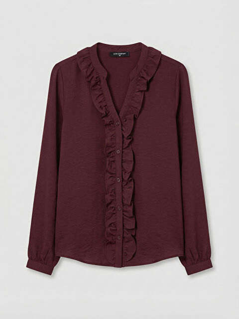 LCW Comfort Kaçık Yaka Fırfırlı Bluz - S6KE58Z8-HQT