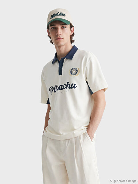 XSIDE Polo Yaka Pokemon Baskılı Erkek Tişört