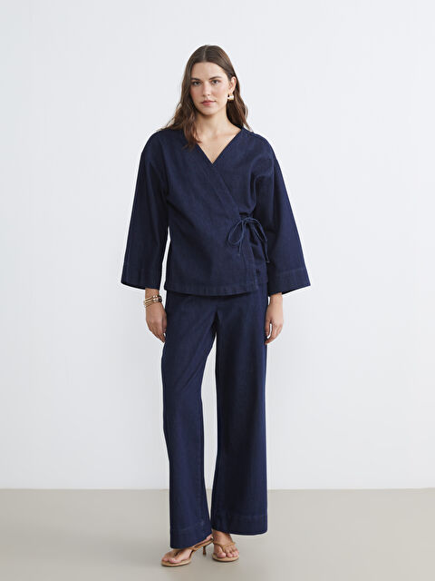 LCW Comfort Beli Lastikli Wideleg Kadın Jean Pantolon - S6KF33Z8-309