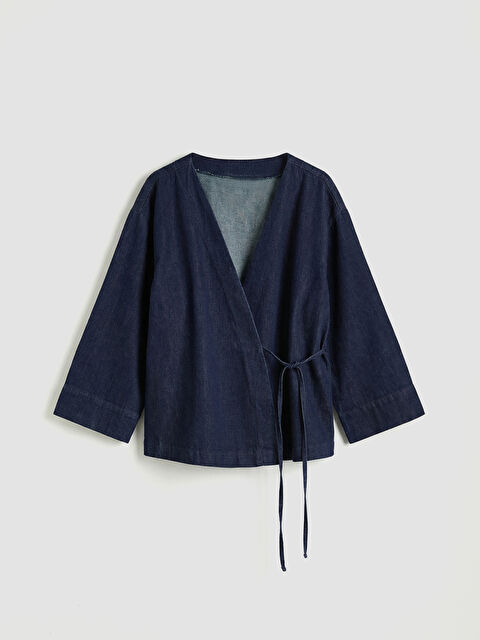 LCW Comfort Kruvaze Yaka Kadın Jean Kimono - S6KF34Z8-309