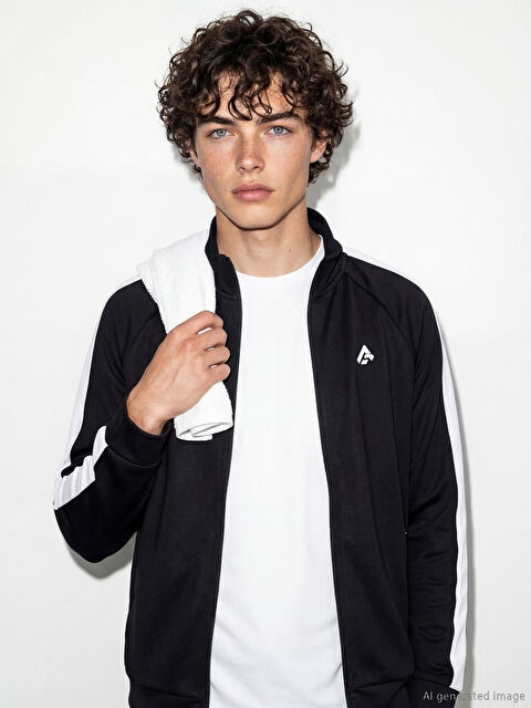 XSIDE ACTIVE Şeritli Erkek Fermuarlı Sweatshirt - S6KF41Z8-CVL