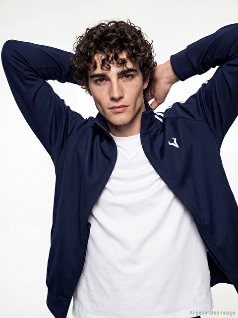 XSIDE ACTIVE Dik Yaka Şeritli Erkek Fermuarlı Sweatshirt - S6KF42Z8-CT8