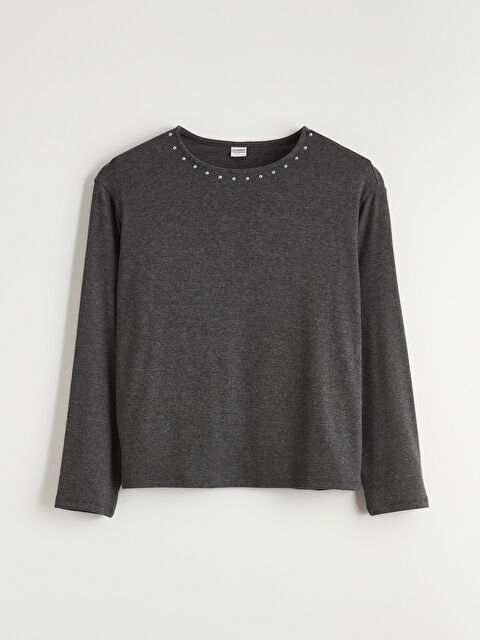 LCW Kids Bisiklet Yaka Taşlı Kız Çocuk Tişört - S6KF52Z4-CT3