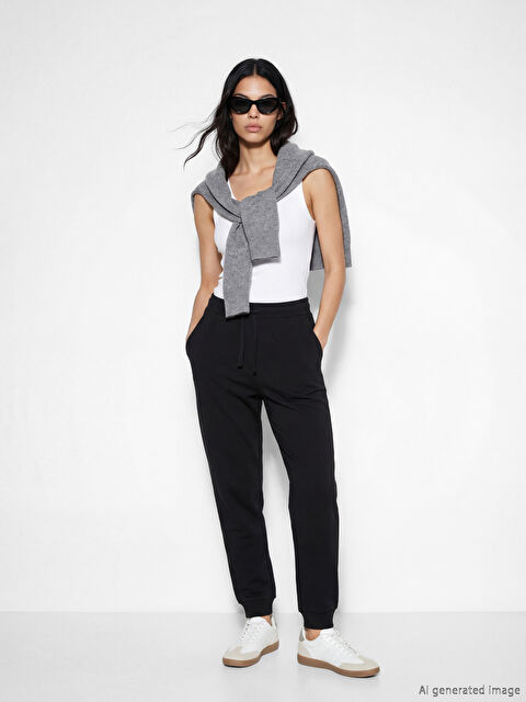 XSIDE Beli Lastikli Kadın Kalın Jogger Eşofman Altı - S6KF65Z8-CVL