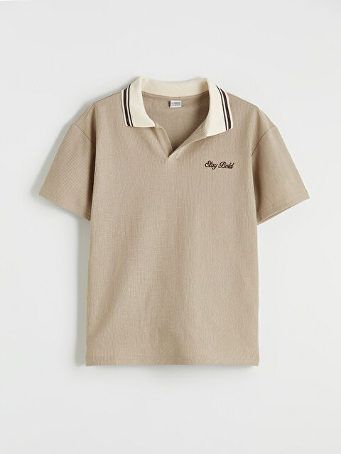 LCW Kids Polo Yaka Nakışlı Erkek Çocuk Tişört - S6KF91Z4-VDK