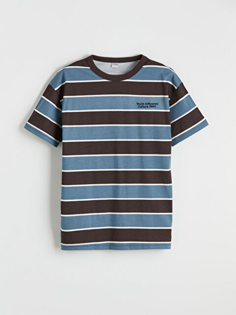 LCW Kids Bisiklet Yaka Çizgili Erkek Çocuk Tişört - S6KF92Z4-LQZ
