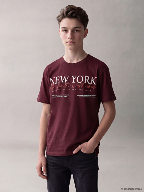 LCW Kids Erkek Çocuk Bisiklet Yaka New York Baskılı Tişört