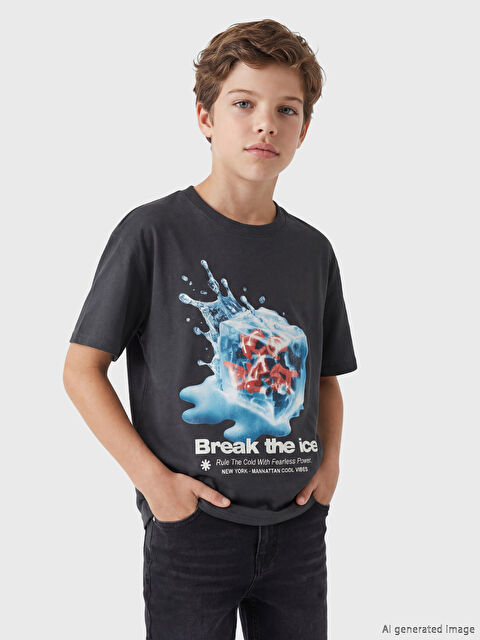 LCW Kids New York Baskılı Erkek Çocuk Tişört - S6KG06Z4-R4Q