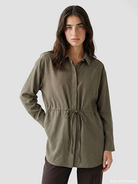 LCW Modest Büzgülü Kadın Gömlek Tunik - S6KG18Z8-HCB