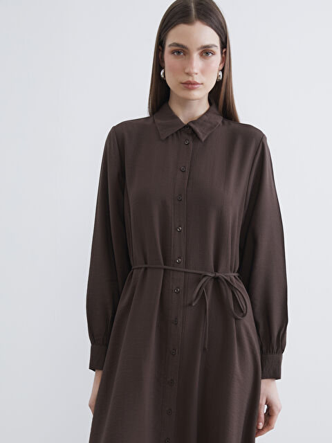 LCW Modest Dokulu Kuşaklı Gömlek Elbise - S6KG31Z8-HCJ