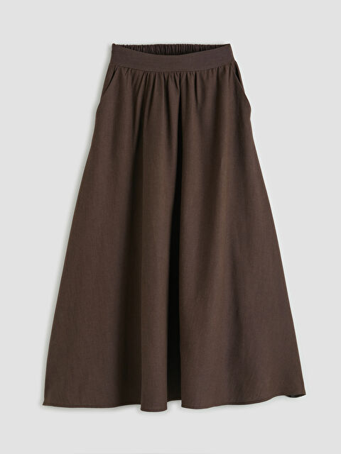 LCW Modest Beli Lastikli Keten Karışımlı Kloş Etek - S6KG36Z8-HCN