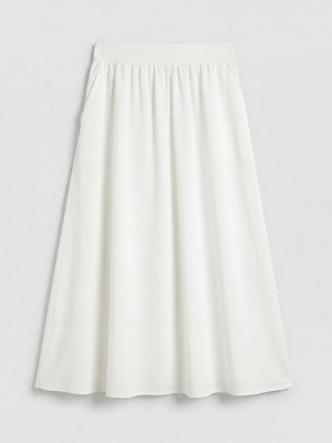 LCW Modest Beli Lastikli Keten Karışımlı Kloş Etek	 - S6KG36Z8-QVD