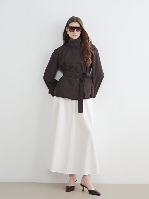 LCW Modest Beli Lastikli Keten Karışımlı Kloş Etek	 - S6KG36Z8-QVD