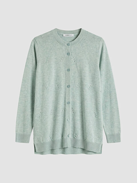 LCW Grace Bisiklet Yaka Ajurlu Kadın Triko Hırka - S6KG39Z8-DW4