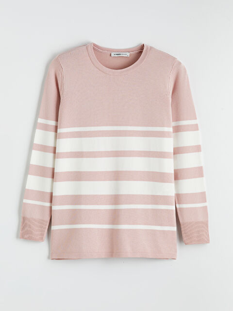 LCW Grace Bisiklet Yaka Çizgili Kadın Triko Kazak - S6KG44Z8-LHK