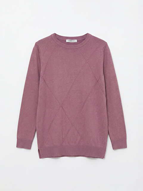 LCW Grace Bisiklet Yaka Baklava Desenli Kadın Triko Kazak - S6KG46Z8-GVJ