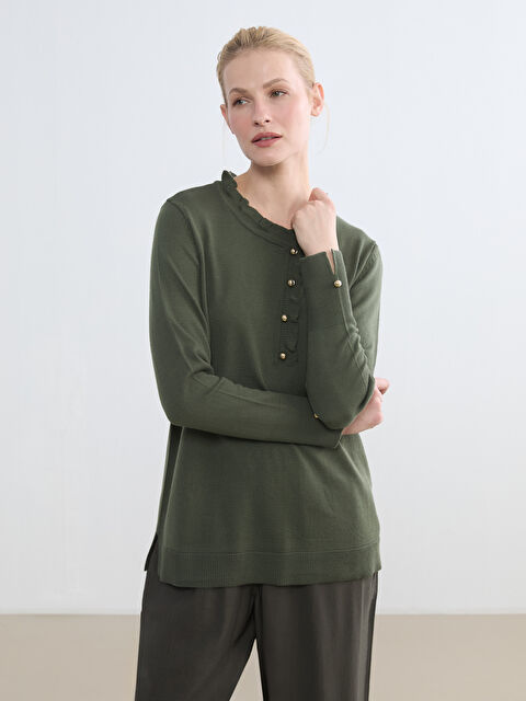 LCW Grace Fırfırlı Dik Yaka Kadın Triko Kazak - S6KG48Z8-R37