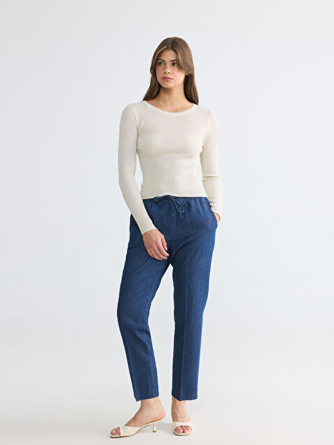 LCWAIKIKI Classic Carrot Fit Keten Karışımlı Kadın Jean Pantolon