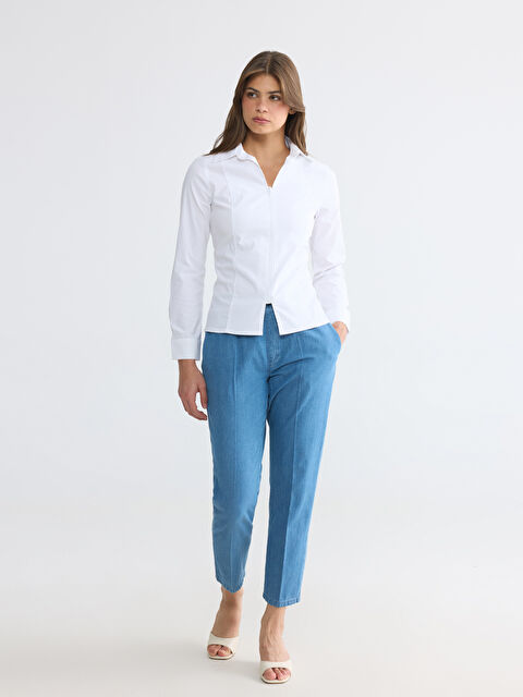 LCWAIKIKI Classic Carrot Fit Keten Karışımlı Kadın Jean Pantolon