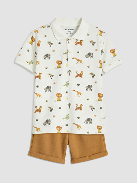 LCW baby Hayvan Desenli Erkek Çocuk Şortlu Takım
