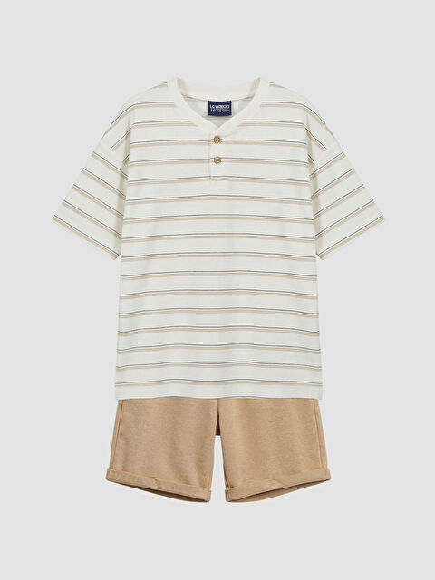 LCW Kids Çizgili Erkek Çocuk Şortlu Takım