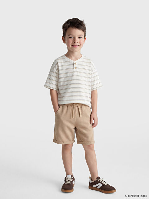 LCW Kids Çizgili Erkek Çocuk Şortlu Takım