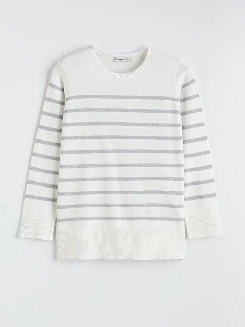 LCW Grace Bisiklet Yaka Çizgili Kadın Triko Kazak - S6KH05Z8-LFY