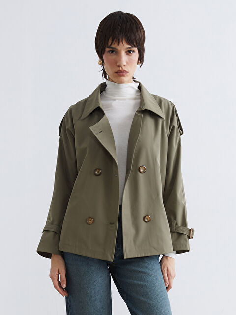 LCW Vision بالطو ترنش نسائي مزدوج الصفوف - S6KH12Z8-F7Z